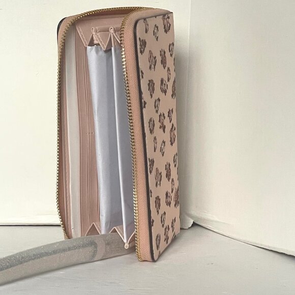 Coach Long Zip Phone Wallet Rosette Floral Wristlet Pink Canvas CZ329 Strap - Picture 5 of 7